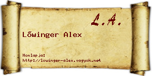 Lőwinger Alex névjegykártya
